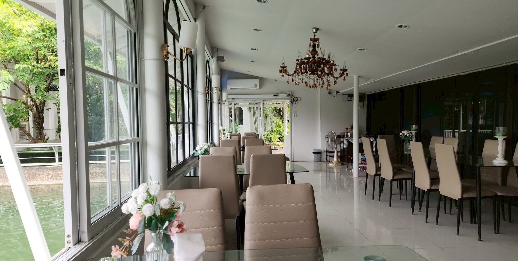 ให้เช่าพื้นที่ทำธุรกิจ ร้านอาหาร / คาเฟ่ / ห้องประชุม / ห้องอเนกประสงค์ พิกัด ก่อนถึงแยกสะเมิง ต.สันผักหวาน